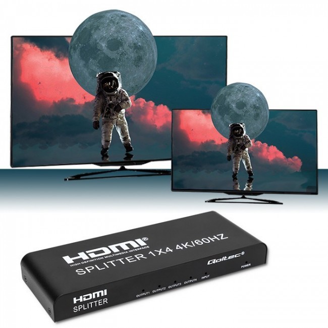 Qoltec 51799 Active HDMI Splitter 4 x HDMI 4K x 2K | 6Gb/s | 60Hz