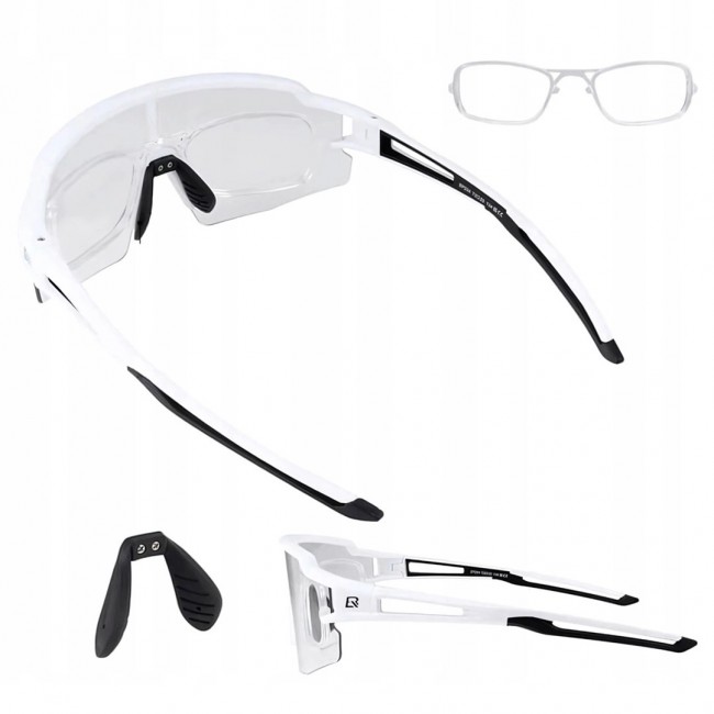 Photochromic cycling glasses with UV protection and corrective insert, Rockbros, white Photochromic cycling glasses with UV protection and corrective insert, Rockbros, white