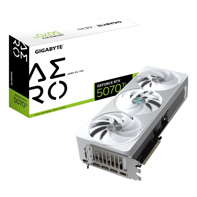 GIGABYTE GeForce RTX 5070 Ti AERO OC 16G Graphics Card - 16GB GDDR7, 256bit, PCI-E 5.0, 2588 MHz Core Clock, 3 x DP 2.1a, 1 x HDMI 2.1b, NVIDIA DLSS 4, GV-N507TAERO OC-16GD GIGABYTE GeForce RTX 5070 Ti AERO OC 16G Graphics Card - 16GB GDDR7, 256bit, PCI-E 5.0, 2588 MHz Core Clock, 3 x DP 2.1a, 1 x HDMI 2.1b, NVIDIA DLSS 4, GV-N507TAERO OC-16GD
