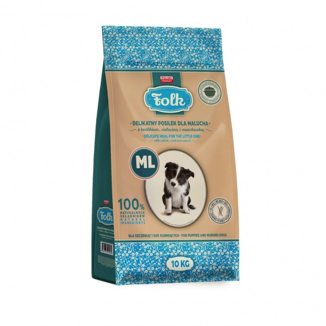 FOLK Junior Medium and large breeds Gentle meal for puppy with rabbit, veal and carrot - dry dog food - 10kg