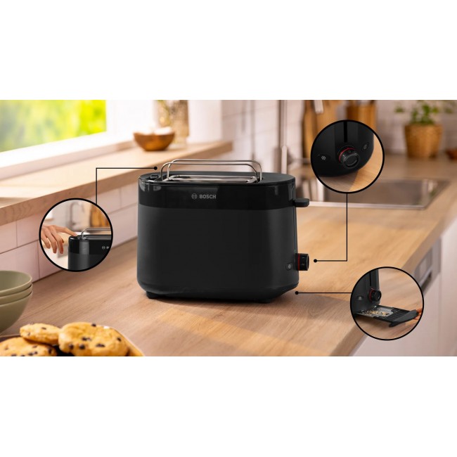Bosch TAT2M123 toaster 2 slice(s) 950 W Black Bosch TAT2M123 toaster 2 slice(s) 950 W Black