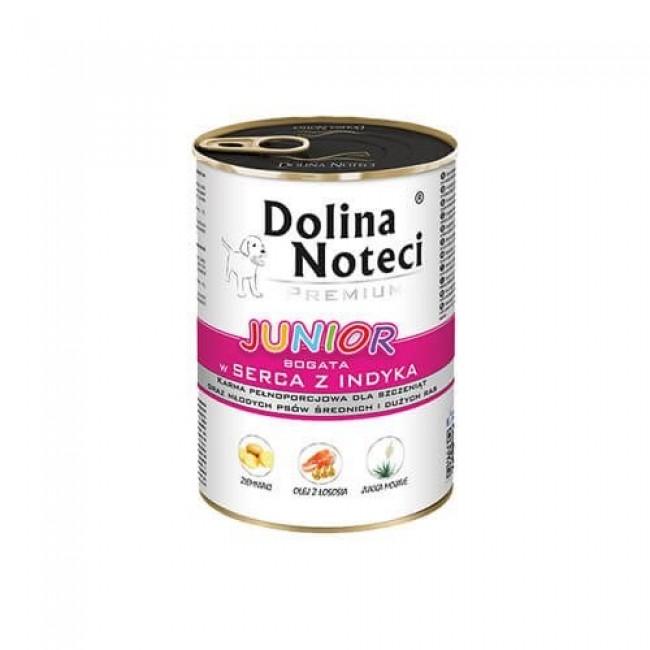 DOLINA NOTECI Premium Junior rich in turkey hearts - wet food for puppies of medium and large breeds - 400g
