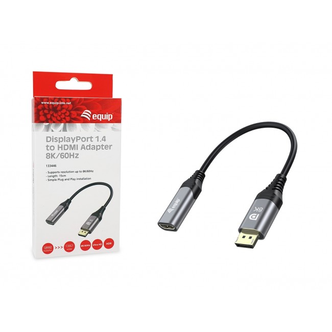 Equip DisplayPort 1.4 to HDMI Adapter, 8K/60Hz Equip DisplayPort 1.4 to HDMI Adapter, 8K/60Hz
