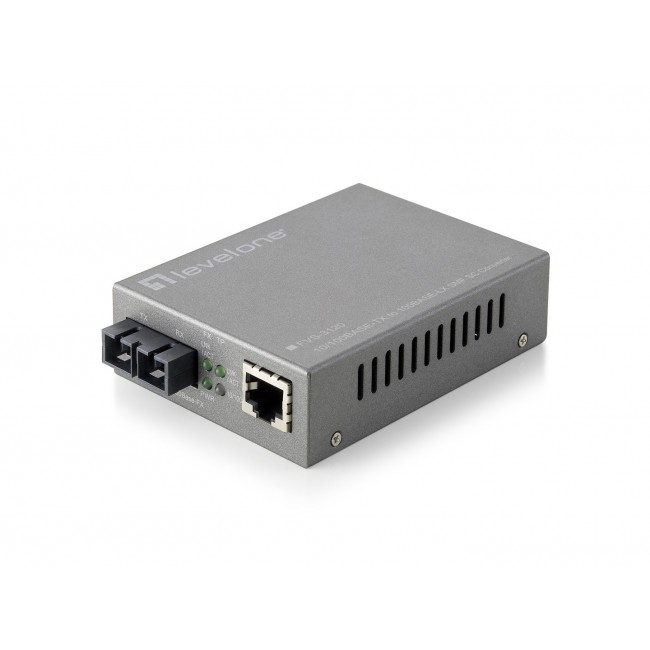 LevelOne RJ45 to SC Managed Fast Ethernet Media Converter, Single-Mode Fiber, 20km