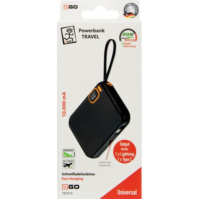 2GO 797519 power bank 10000 mAh Black