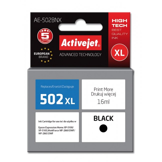 Activejet AE-502BNX ink (replacement for Epson 502XL W14010 Supreme 16 ml black)