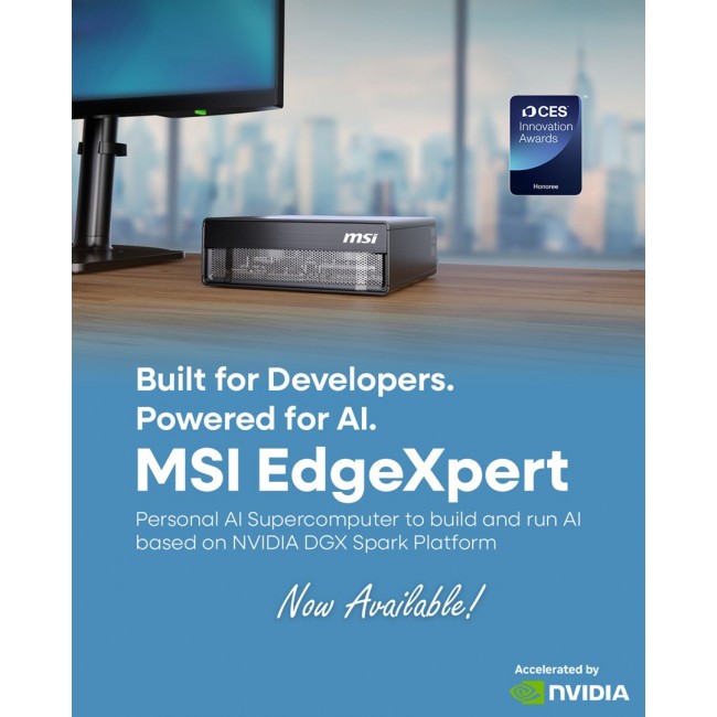 MSI EdgeXpert AI Supercomputer Desktop, NVIDIA DGX Spark GB10 Grace Blackwell Architecture, 128GB LPDDR5 Unify Memory, 4TB SSD, ARM CPU, WiFi 7, BT 5.3, NVIDIA DGX OS - EDGEXPERT NVIDIA DGX GB10 128GB 4TB