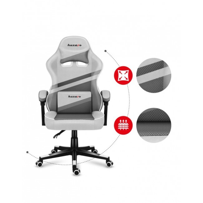 Huzaro FORCE 4.4 PC gaming chair Bucket (cradle) seat Grey, White
