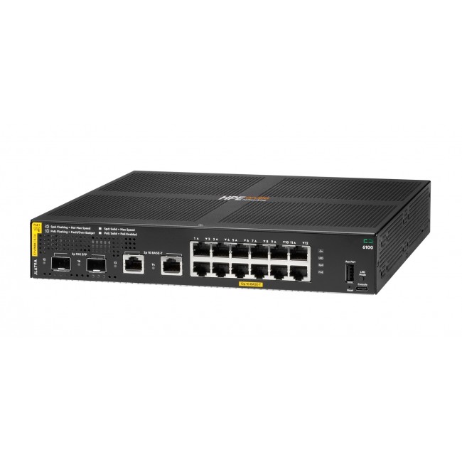 HPE Aruba Networking CX 6100 12G Class4 PoE 2G/2SFP+ 139W Switch HPE Aruba Networking CX 6100 12G Class4 PoE 2G/2SFP+ 139W Switch