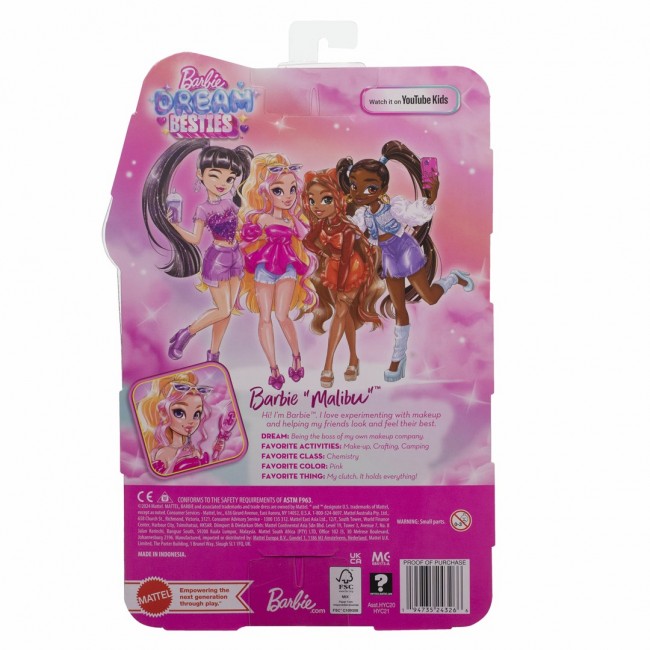 Barbie Dream Besties Malibu Fashion Doll with 8 Makeup & Hair Themed Accessories Barbie Dream Besties Malibu Fashion Doll with 8 Makeup & Hair Themed Accessories