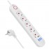 Maclean power strip, 5 socket extension + 3xUSB, 110-240V AC 50/60Hz, 2.1A max 2500W, 1.5m, white, MCE395 W