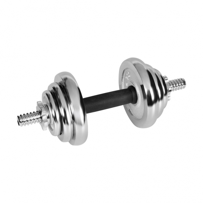 REBEL ACTIVE Chrome Adjustable Dumbbells in a Case 20 kg with Barbell