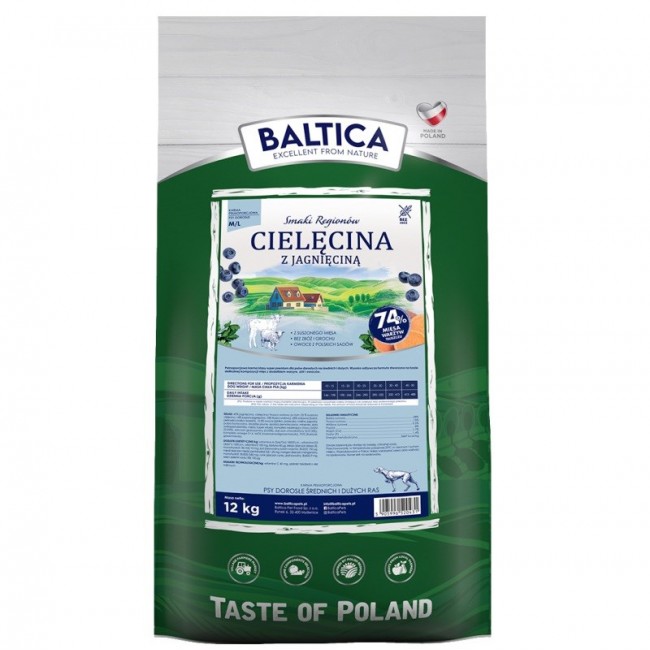 BALTICA Smaki region w Medium and large breeds Veal with lamb - dry dog food - 12kg