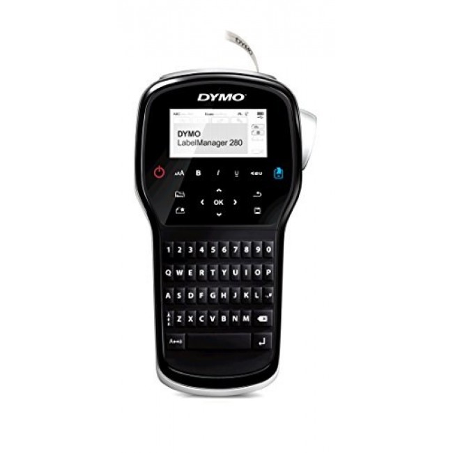 DYMO LabelManager 280 Label Maker | Rechargeable Handheld Label Printer with QWERTY Keyboard | Includes Black & White D1 Label Tape (12mm) | For Home & Office (EU Plug)