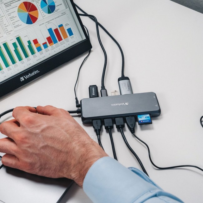 Verbatim 16105448 interface hub USB Type-C Grey Verbatim 16105448 interface hub USB Type-C Grey