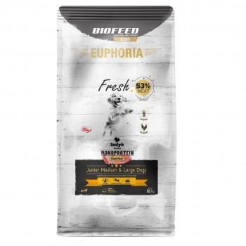 BIOFEED Euphoria Fresh Junior Medium & Large Monoprotein Turkey - dry dog food - 12kg