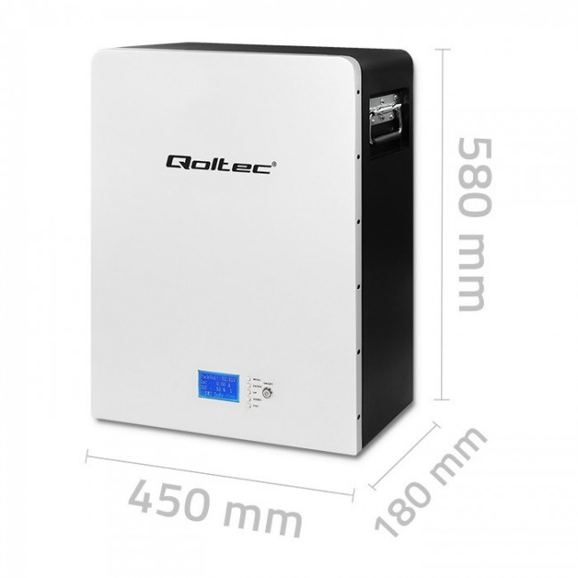 Qoltec 53860 Energy storage LiFePO4 |5.12kWh | 51.2V | 100Ah | BMS| LCD