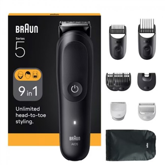 Braun 9-in-1 grooming set, black, cordless