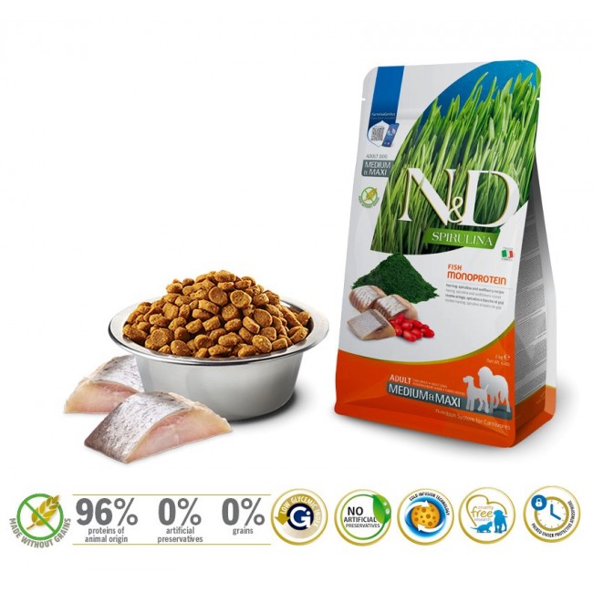 FARMINA N&D Spirulina Herring Adult Med/Maxi - dry dog food - 7 kg