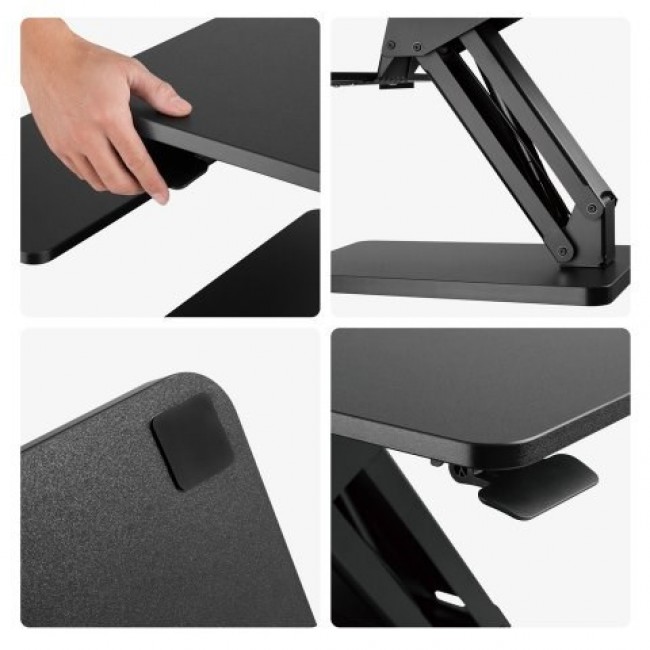 Maclean Desktop Stand for Keyboard, Monitor or Laptop, Gas Spring, Standing Up, Black, MC-882