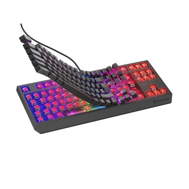 GAMING KEYBOARD GENESIS THOR 230 TKL DE RGB MECHANICAL OUTEMU RED BLACK HOT SWAP