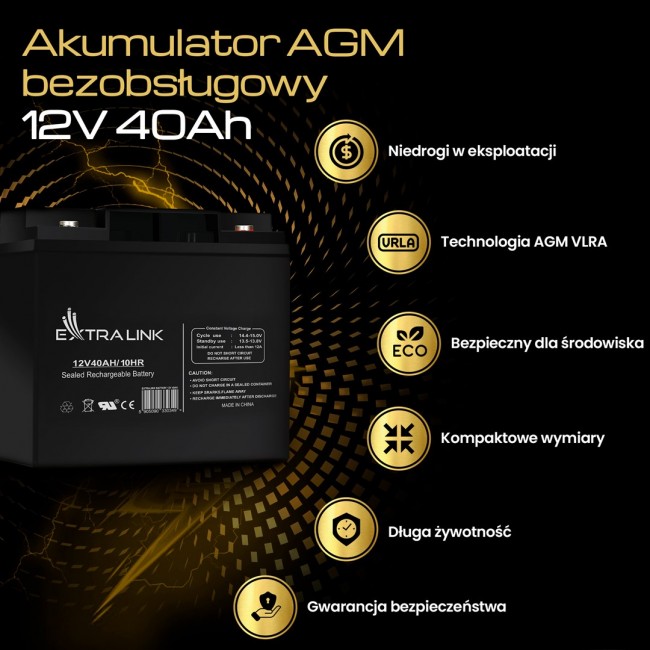 Extralink Accumulator AGM 12V 40Ah maintenance free