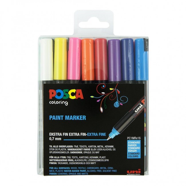 POSCA uni PC-1MR, 16 pcs marker 16 pc(s) Bullet tip Black, Blue, Gold, Green, Orange, Pink, Red, Silver, Violet, White, Yellow POSCA uni PC-1MR, 16 pcs marker 16 pc(s) Bullet tip Black, Blue, Gold, Green, Orange, Pink, Red, Silver, Violet, White, Yellow