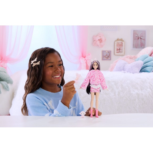 Barbie Cutie Reveal Doll & Accessories, Cuddly Series Lamb with 10 Surprises