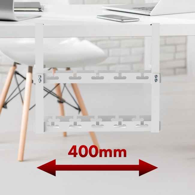 Maclean under-desk cable organizer, max. load 5kg, 2 levels, white, MC-104 W Maclean under-desk cable organizer, max. load 5kg, 2 levels, white, MC-104 W