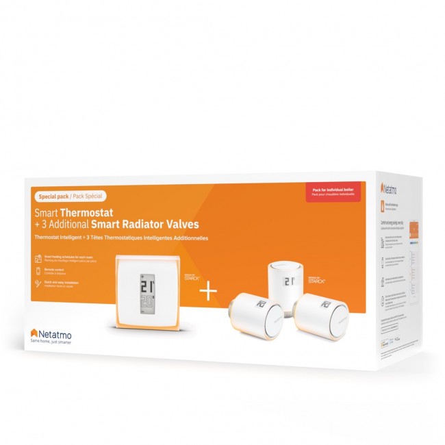 Netatmo Pack: Smart Thermostat + 3 Additional Smart Radiator Valves Netatmo Pack: Smart Thermostat + 3 Additional Smart Radiator Valves