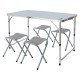 Camping set: table & 4 chairs, foldable in case