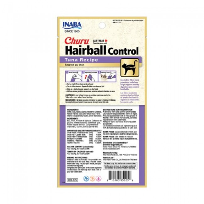 INABA Churu Hairball Tuna cat treat - 4x14 g INABA Churu Hairball Tuna cat treat - 4x14 g