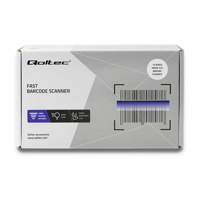 Qoltec 50865 Barcode reader 1D | CCD | USB | White Qoltec 50865 Barcode reader 1D | CCD | USB | White