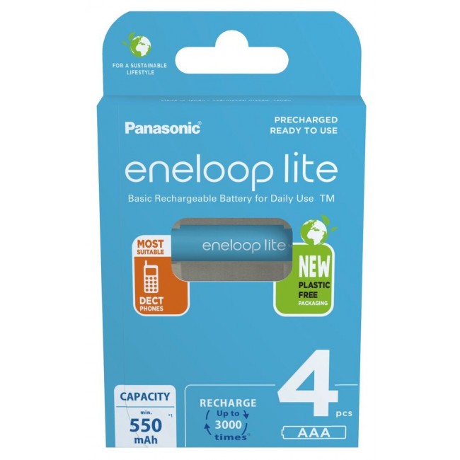 Rechargeable batteries PANASONIC ENELOOP LITE AAA 550 mAh 4 szt (BK-4LCCE/4CP) Rechargeable batteries PANASONIC ENELOOP LITE AAA 550 mAh 4 szt (BK-4LCCE/4CP)