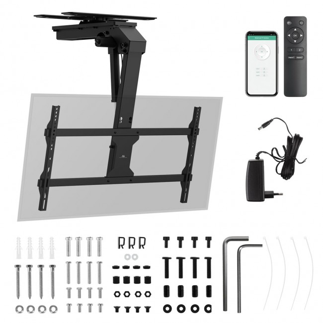 Maclean electric TV mount, ceiling mount, Tuya support, max. VESA 800x400, reg. in pos. +90 ~-90 , for TV 43-86