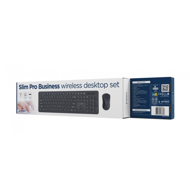 Gembird KBS-WPS-01 Slim Pro Business wireless desktop set, black, US layout