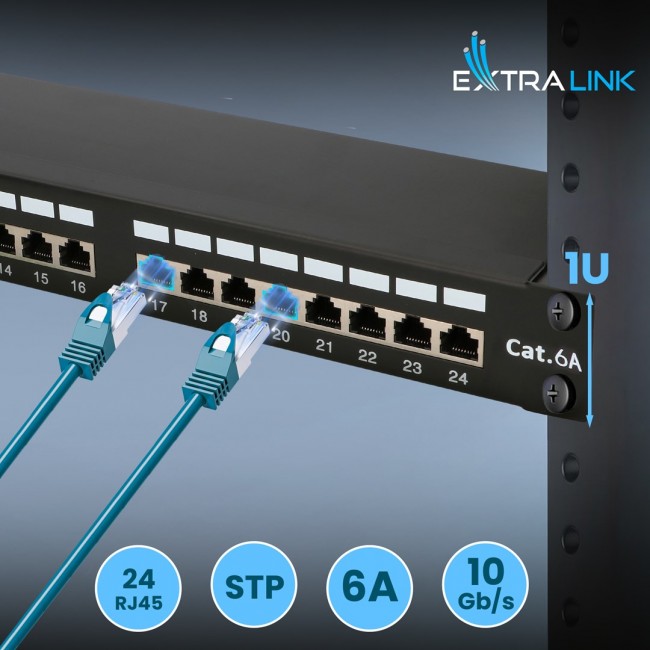 Patch Panel - Extralink CAT6A STP, 24 ports