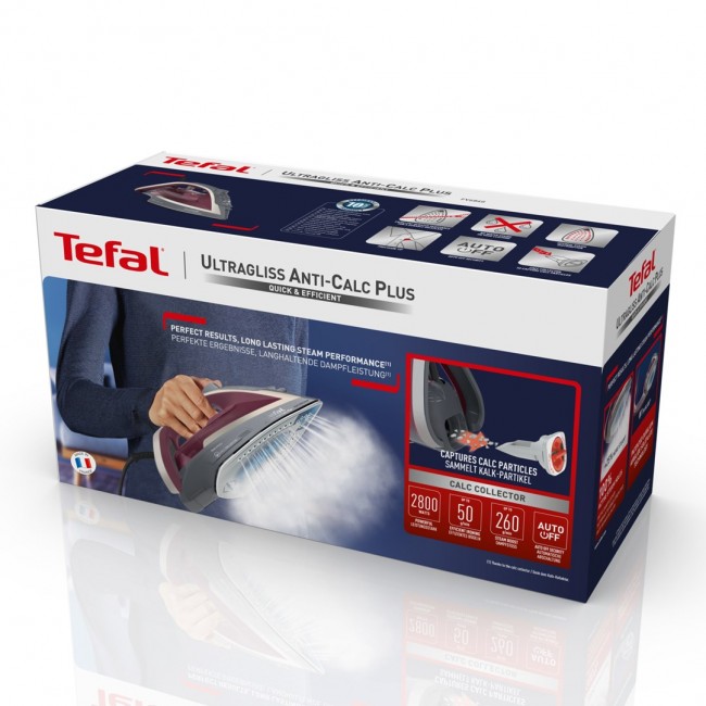 Tefal Ultragliss Anti-Calc Plus FV6840 Steam iron 2800 W Purple, Silver Tefal Ultragliss Anti-Calc Plus FV6840 Steam iron 2800 W Purple, Silver