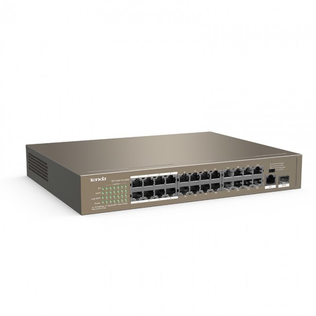 Tenda TEF1126P-24-250W network switch Unmanaged Fast Ethernet (10/100) Power over Ethernet (PoE) Grey