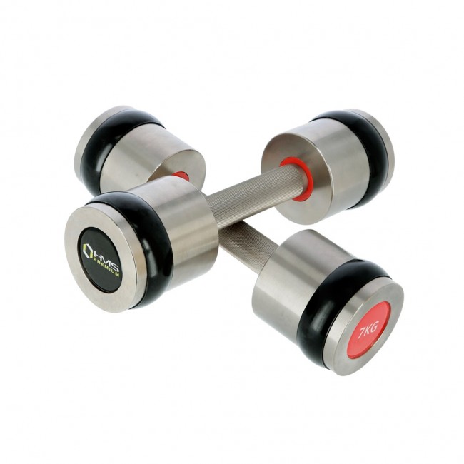 Chrome dumbbells 2x7 kg silicone elements HMS Premium HH07