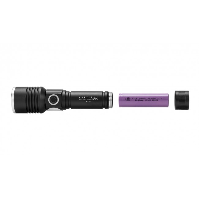 Montis Taktyczna ręczna latarka akumulatorowa LED MT158 Black Hand flashlight Montis Taktyczna ręczna latarka akumulatorowa LED MT158 Black Hand flashlight