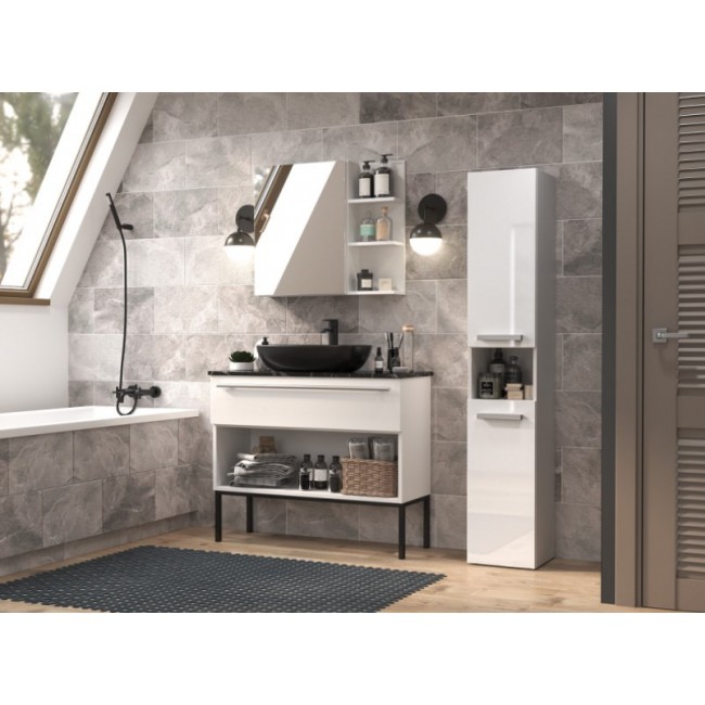 Bathroom cabinet NEL III 31x30x174 cm, white, glossy Bathroom cabinet NEL III 31x30x174 cm, white, glossy