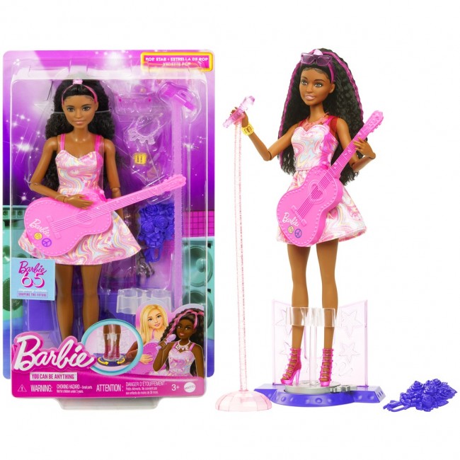 Barbie 65th Anniversary Doll & 10 Accessories, Pop Star Set with Brunette Singer Doll Barbie 65th Anniversary Doll & 10 Accessories, Pop Star Set with Brunette Singer Doll
