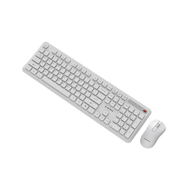 Gembird KBS-WPS-01 Slim Pro Business wireless desktop set, white, US layout