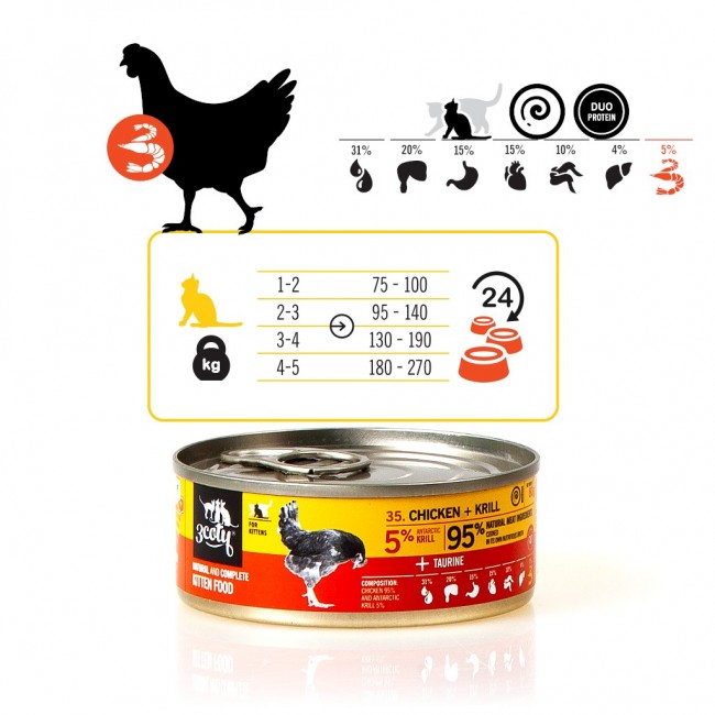 3COTY Chicken with krill For kittens - wet cat food - 80g 3COTY Chicken with krill For kittens - wet cat food - 80g