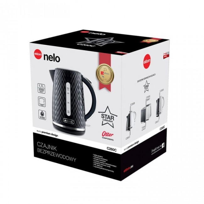 NELO kettle, capacity 1.7 l, power 2000 W, black