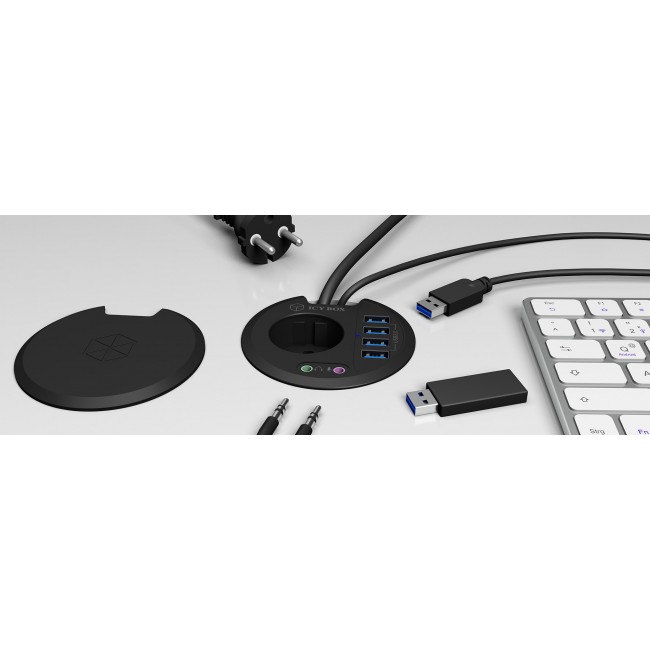 ICY BOX IB-HUB1430 socket-outlet Black