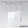 Qoltec 52716 Smart Touch 2-Gang Light Switch | Wi-Fi | Timer | Tuya | Smart Life | Tempered Glass | White