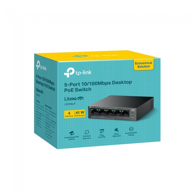 TP-Link LiteWave LS105P Unmanaged Fast Ethernet (10/100) Power over Ethernet (PoE) Black TP-Link LiteWave LS105P Unmanaged Fast Ethernet (10/100) Power over Ethernet (PoE) Black