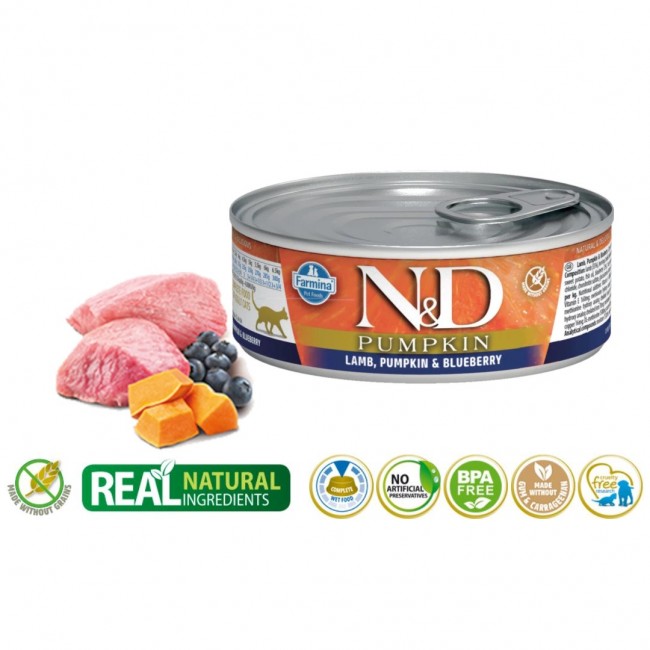 Farmina N&D Cat Lamb & Pumpkin & Blueberry 70g Farmina N&D Cat Lamb & Pumpkin & Blueberry 70g